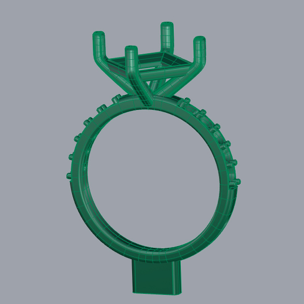 CAD model of a four-prong solitaire ring