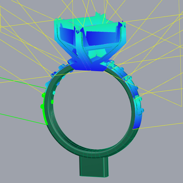 CAM toolpaths generated around the ring model