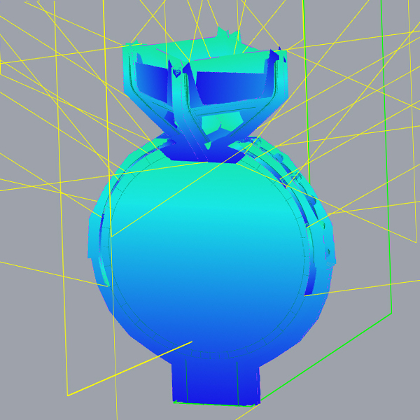 CAM simulation of the ring being cut from stock